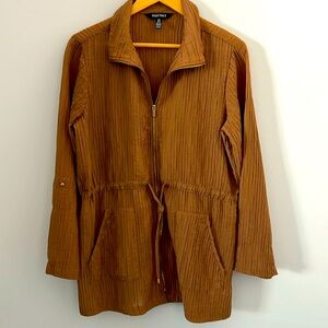Ellen Tracy Brown Lightweight Zipper Jacket Shacket Large